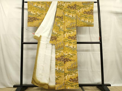 平和屋着物■上質な小紋　風景花松文　正絹　逸品　未使用　DABF0915ya