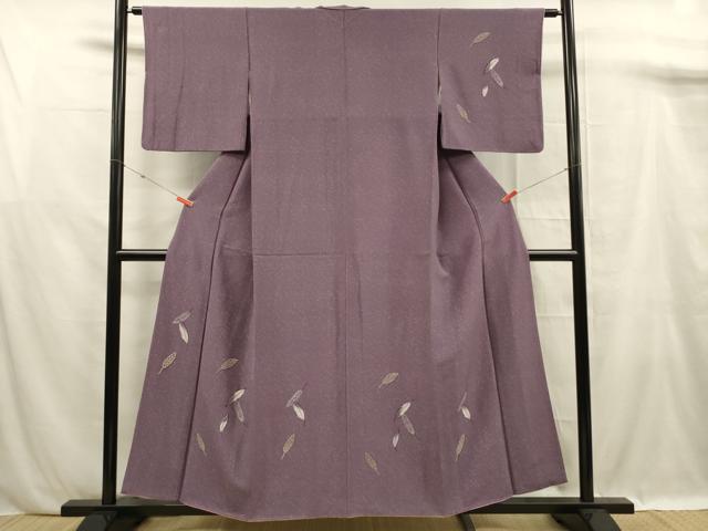 平和屋着物■中国三大刺繍　相良刺繍　訪問着　舞葉文　正絹　逸品　DABF0917ya