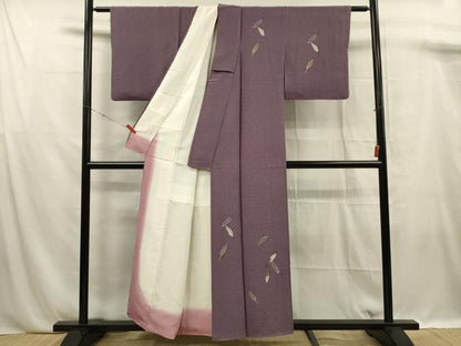平和屋着物■中国三大刺繍　相良刺繍　訪問着　舞葉文　正絹　逸品　DABF0917ya
