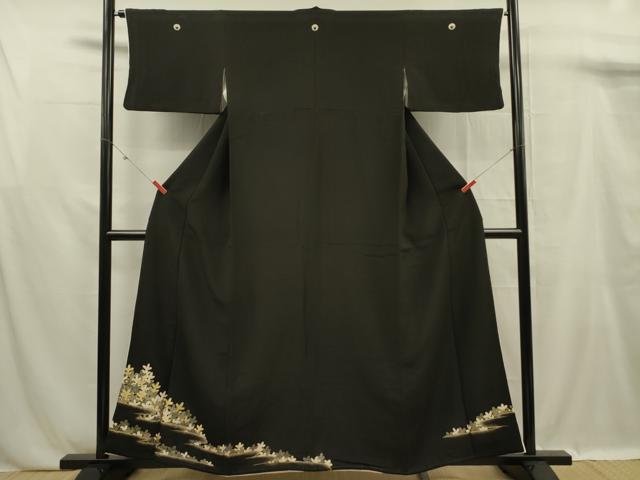 平和屋着物■豪華黒留袖　松葉文　金彩　正絹　逸品　DABF0920ya