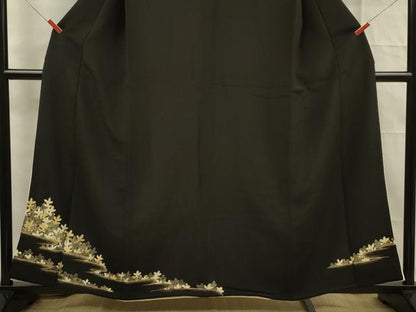 平和屋着物■豪華黒留袖　松葉文　金彩　正絹　逸品　DABF0920ya