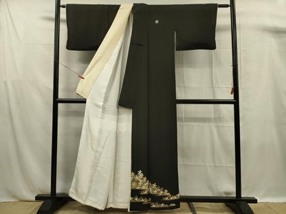 平和屋着物■豪華黒留袖　松葉文　金彩　正絹　逸品　DABF0920ya