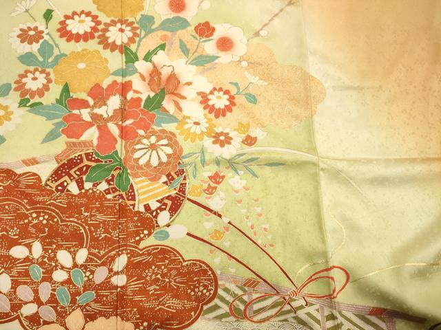 平和屋着物■訪問着　駒刺繍　花車文　暈し染め　金彩　小田急百貨店扱い　正絹　逸品　DABF0923ya