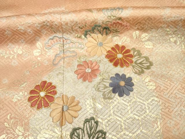 平和屋着物■訪問着　駒刺繍　絞り　雪輪花松文　金彩　正絹　逸品　DABF0929ya