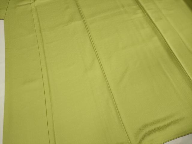 平和屋着物■上質な色無地　紗綾形地紋　若苗色　正絹　逸品　DABF0936ya