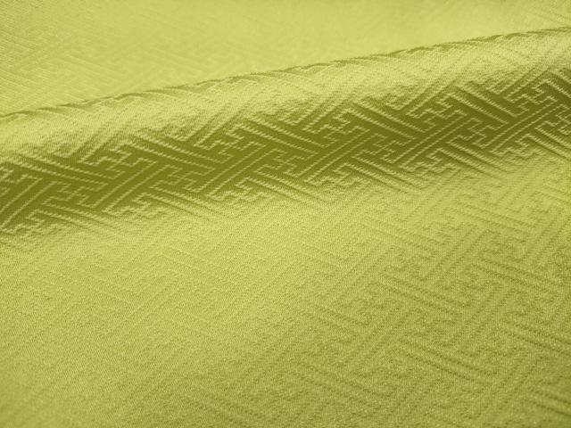 平和屋着物■上質な色無地　紗綾形地紋　若苗色　正絹　逸品　DABF0936ya