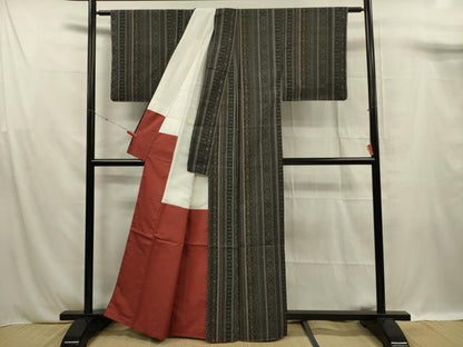 平和屋着物■上質な紬　吉祥間道　正絹　逸品　DABF0937ya