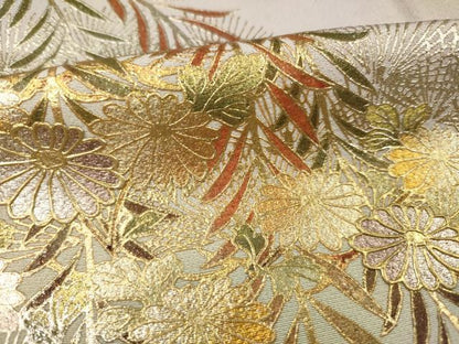 平和屋着物■訪問着　作家物　渡橋風景花文　暈し染め　金彩　正絹　逸品　DABF0941ya