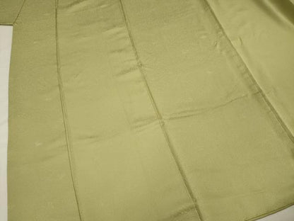 平和屋着物■上質な色無地　霞地紋　抹茶色　正絹　逸品　DABF0947ya