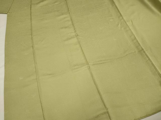 平和屋着物■上質な色無地　霞地紋　抹茶色　正絹　逸品　DABF0947ya