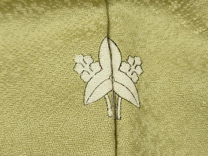平和屋着物■上質な色無地　霞地紋　抹茶色　正絹　逸品　DABF0947ya