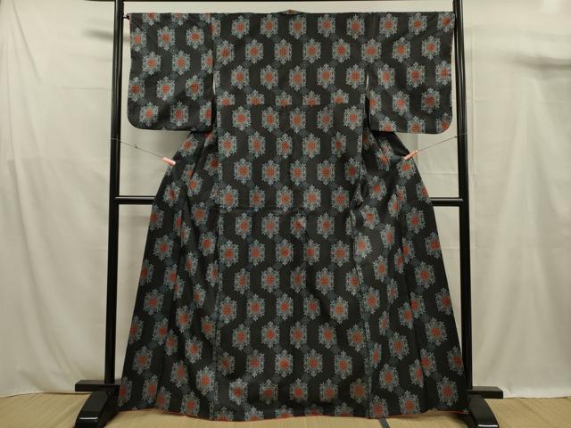 平和屋着物■上質な紬　正倉院花文　正絹　逸品　DABF0949ya