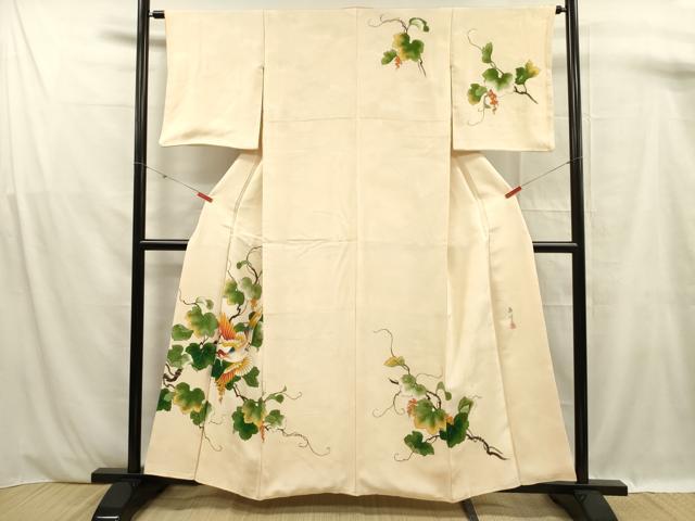 平和屋着物■訪問着　作家物　葡萄蔦の葉飛鳥文　正絹　逸品　DABF0950ya