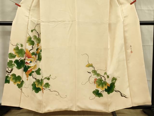 平和屋着物■訪問着　作家物　葡萄蔦の葉飛鳥文　正絹　逸品　DABF0950ya