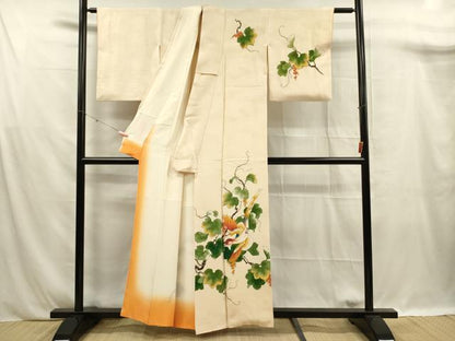 平和屋着物■訪問着　作家物　葡萄蔦の葉飛鳥文　正絹　逸品　DABF0950ya
