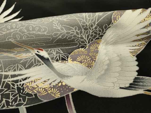 平和屋着物■豪華黒留袖　飛鶴熨斗文　金彩　正絹　逸品　DABF0952ya
