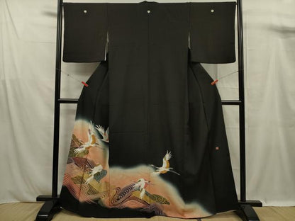 平和屋着物■豪華黒留袖　作家物　流水飛鶴文　暈し染め　金彩　正絹　逸品　DABF0953ya