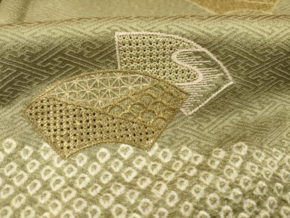 平和屋着物■中国三大刺繍　スワトウ刺繍　汕頭刺繍　総刺繍　訪問着　絞り　金糸　正絹　逸品　DABF0959ya