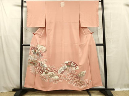 平和屋着物■豪華色留袖　扇面鴛鴦花文　暈し染め　金彩　正絹　逸品　DABF0961ya