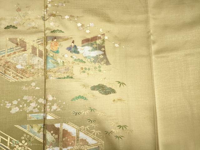 平和屋着物■訪問着　人物風景花文　暈し染め　金銀彩　正絹　逸品　DABF0962ya