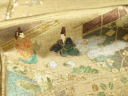 平和屋着物■訪問着　人物風景花文　暈し染め　金銀彩　正絹　逸品　DABF0962ya
