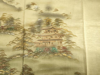 平和屋着物■訪問着　風景文　暈し染め　金銀彩　正絹　逸品　DABF0964ya