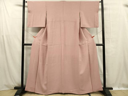 平和屋着物■上質な色無地　霞地紋　撫子色　正絹　逸品　DABF0965ya