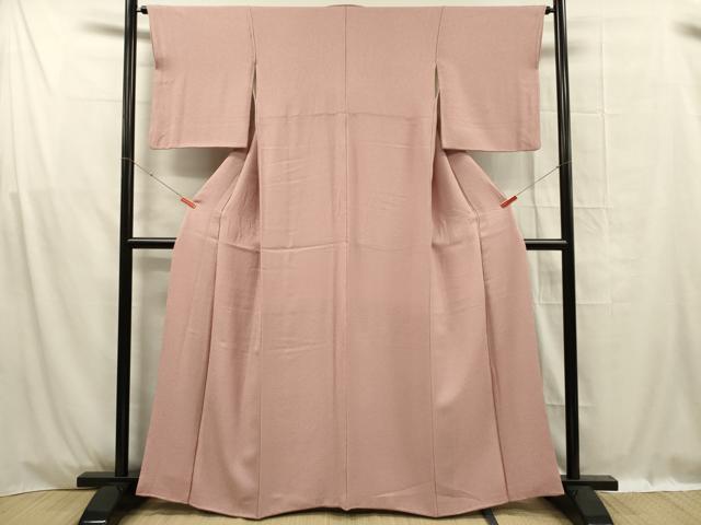平和屋着物■上質な色無地　霞地紋　撫子色　正絹　逸品　DABF0965ya