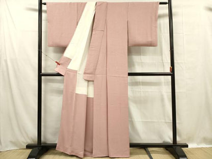 平和屋着物■上質な色無地　霞地紋　撫子色　正絹　逸品　DABF0965ya