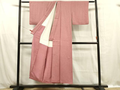 平和屋着物■上質な色無地　霞地紋　薄紅梅色　正絹　逸品　DABF0967ya