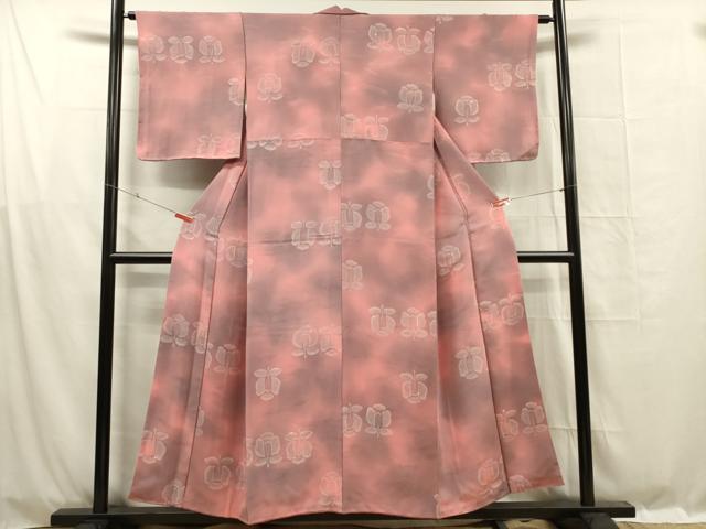 平和屋着物■上質な小紋　遠州椿　暈し染め　正絹　逸品　DABF0969ya