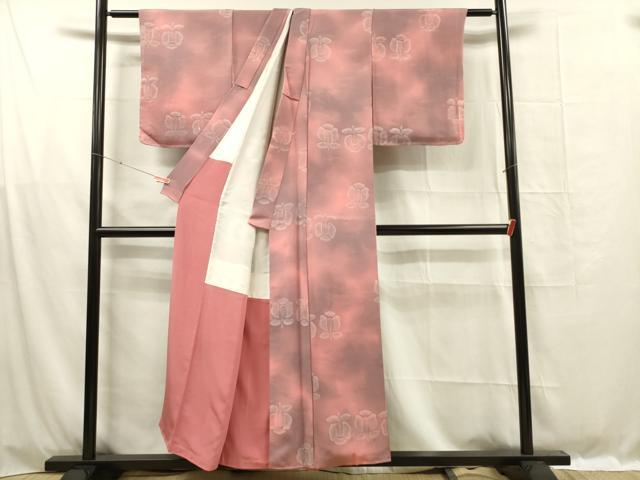 平和屋着物■上質な小紋　遠州椿　暈し染め　正絹　逸品　DABF0969ya