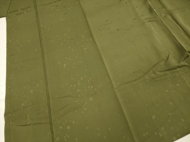平和屋着物■上質な色無地　箔散らし地紋　草色　正絹　逸品　DABF0970ya