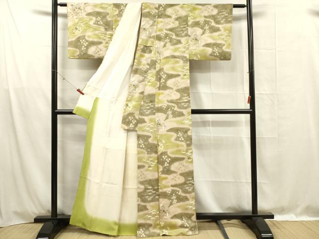 平和屋着物■上質な小紋　舞蝶花文　金銀彩　正絹　逸品　DABF0977ya