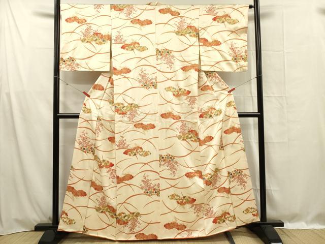 平和屋着物■上質な小紋　雲取り芝花文　金彩　正絹　逸品　DABF0979ya