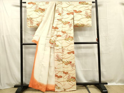 平和屋着物■上質な小紋　雲取り芝花文　金彩　正絹　逸品　DABF0979ya
