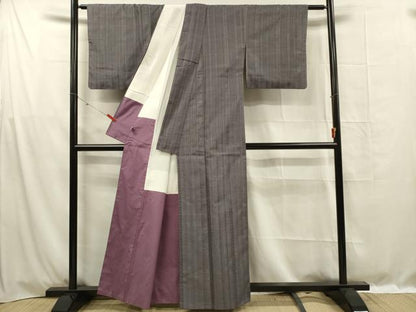 平和屋着物■上質な紬　幾何学間道　まるやま扱い　正絹　逸品　DABF0982ya