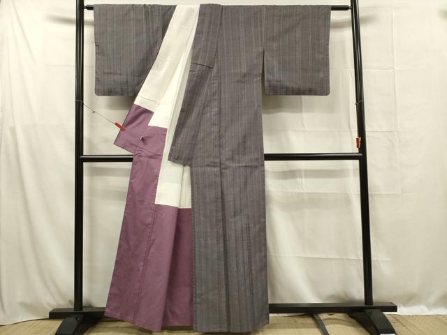 平和屋着物■上質な紬　幾何学間道　まるやま扱い　正絹　逸品　DABF0982ya