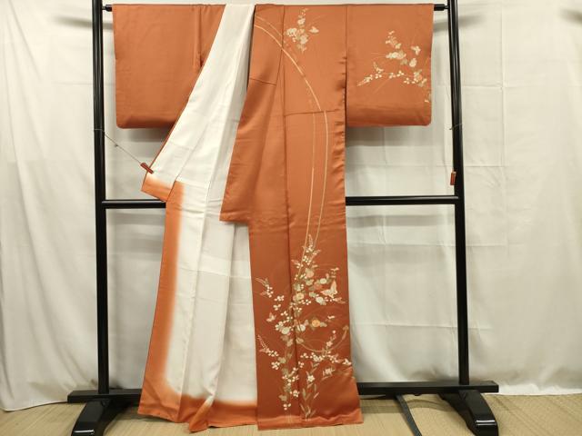 平和屋着物■訪問着　駒刺繍　舞蝶花文　金彩　正絹　逸品　DABF0992ya