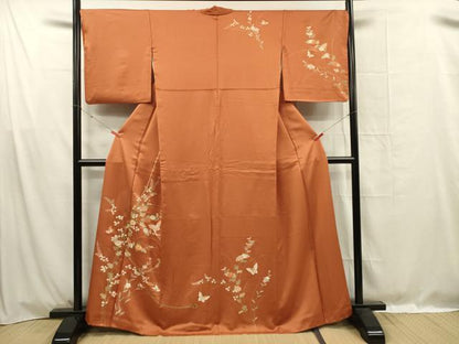平和屋着物■訪問着　駒刺繍　舞蝶花文　金彩　正絹　逸品　DABF0992ya
