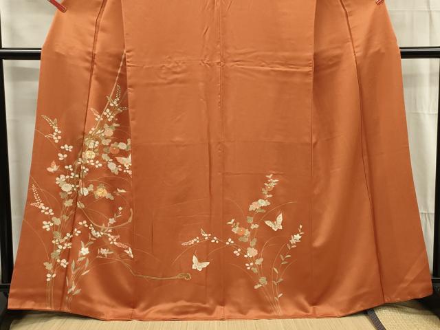 平和屋着物■訪問着　駒刺繍　舞蝶花文　金彩　正絹　逸品　DABF0992ya