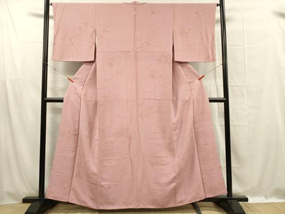 平和屋着物■上質な色無地　枝梅地紋　石竹色　正絹　逸品　DABF0997ya