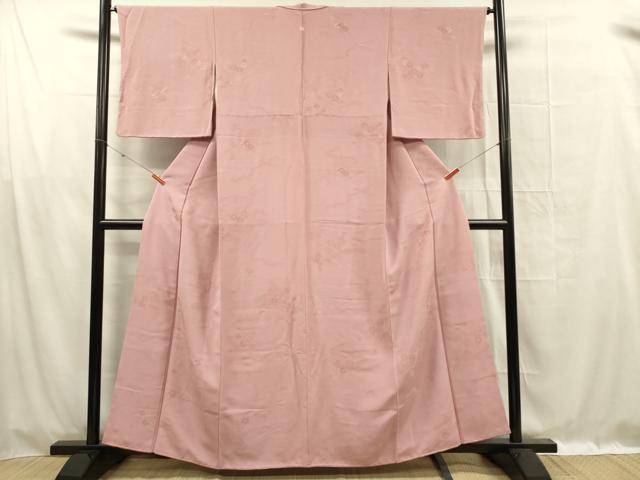 平和屋着物■上質な色無地　枝梅地紋　石竹色　正絹　逸品　DABF0997ya