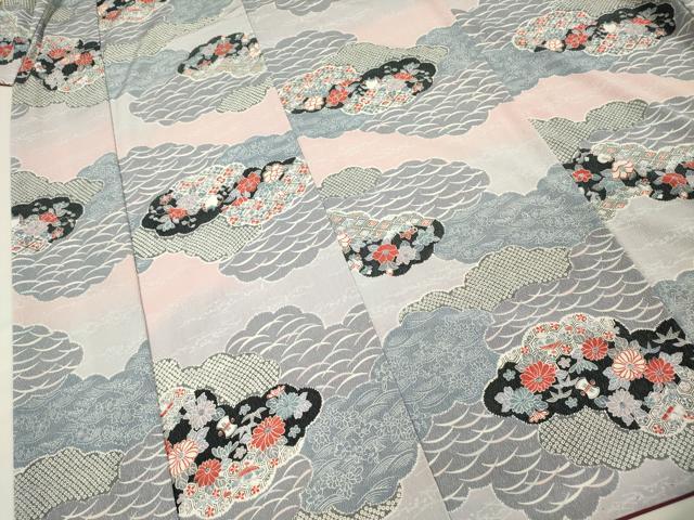 平和屋着物■上質な小紋　雲取り花文　正絹　逸品　DABF1000ya