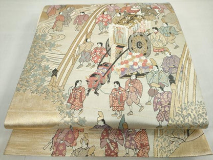 平和屋着物◎六通柄袋帯 京洛葵祭の図 金糸 正絹 逸品 DABF1006ud