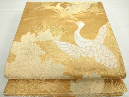 平和屋着物◎六通柄袋帯 飛鶴松文 金銀糸 正絹 逸品 DABF1016ud