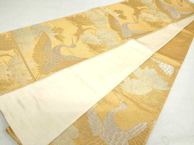 平和屋着物◎六通柄袋帯 飛鶴松文 金銀糸 正絹 逸品 DABF1016ud