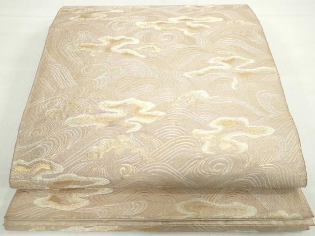平和屋着物◎六通柄袋帯 立波文 金糸 正絹 逸品 DABF1020ud
