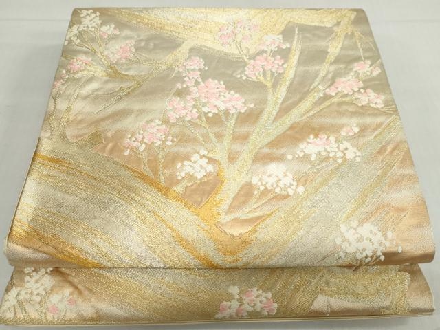 平和屋着物◎六通柄袋帯 枝花文 金銀糸 正絹 逸品 DABF1021ud