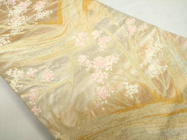 平和屋着物◎六通柄袋帯 枝花文 金銀糸 正絹 逸品 DABF1021ud